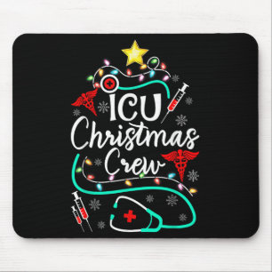 Nurse Icu Christmas Crew Nursing Christmas Tree  Mouse Pad