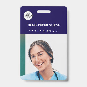 Nurse ID Photo Navy Simple Logo Badge