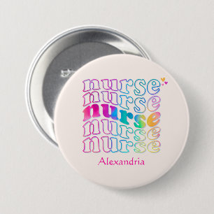 "Nurse" in Elegant Rainbow Colours 7.5 Cm Round Badge