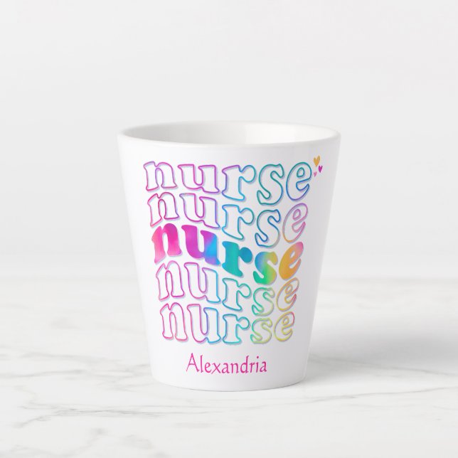 "Nurse" in Elegant Rainbow Colours Latte Mug (Front)