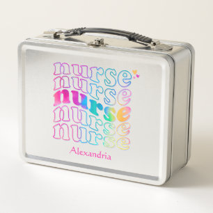 "Nurse" in Elegant Rainbow Colours Metal Lunch Box