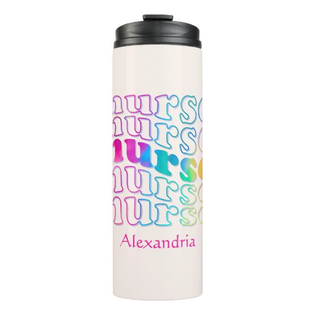 "Nurse" in Elegant Rainbow Colours Thermal Tumbler (Front)