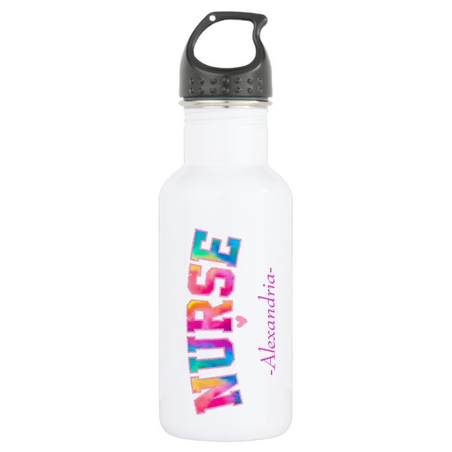 "Nurse" in Elegant Rainbow Colours | Vibrant & 532 Ml Water Bottle (Front)