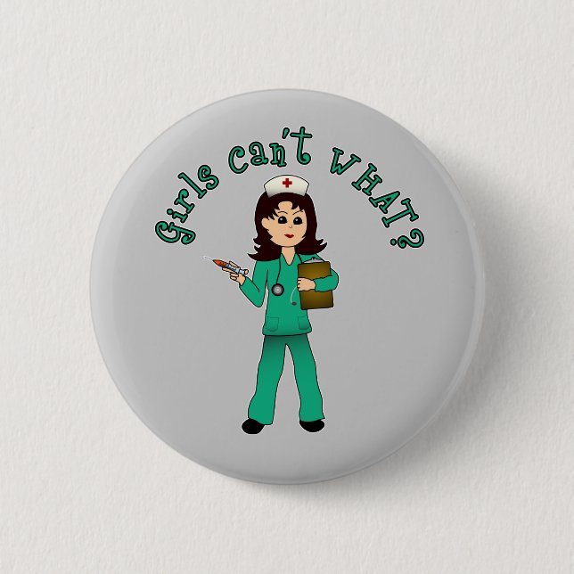 Nurse in Green Scrubs (Light) 6 Cm Round Badge (Front)