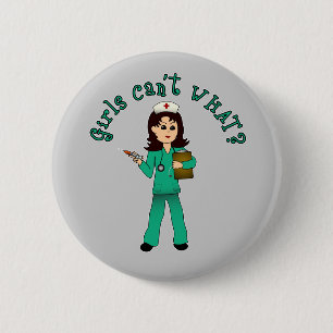 Nurse in Green Scrubs (Light) 6 Cm Round Badge