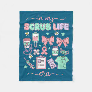 Nurse In My Scrub Life Era, Coquette Bow Scrub Lif Fleece Blanket