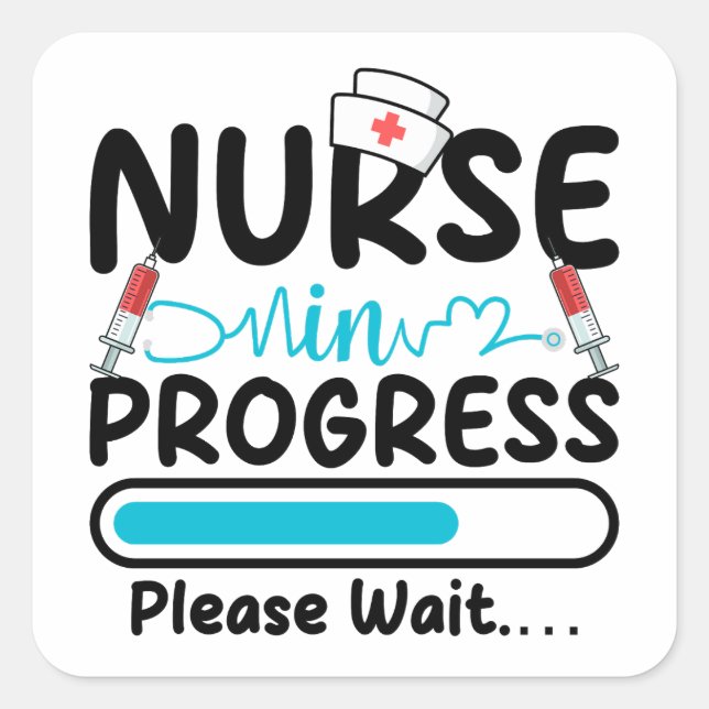 Nurse in Progress Loading Square Sticker (Front)