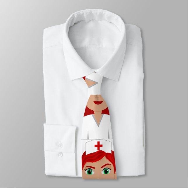 Nurse in Uniform with Red Cross Tie (Tied)
