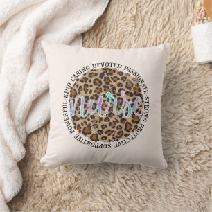 "Nurse" & Inspiring Traits - Leopard Print Cushion