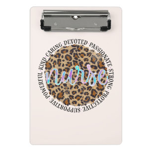 "Nurse" & Inspiring Traits - Leopard Print Mini Clipboard