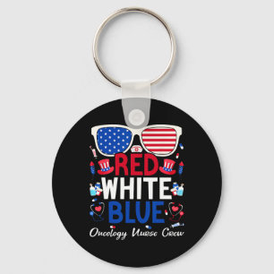 Nurse July 4th Red White Blue Oncology Nurse Crew Key Ring