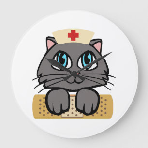 Nurse Kitten (Blue Eyes) Large Clock