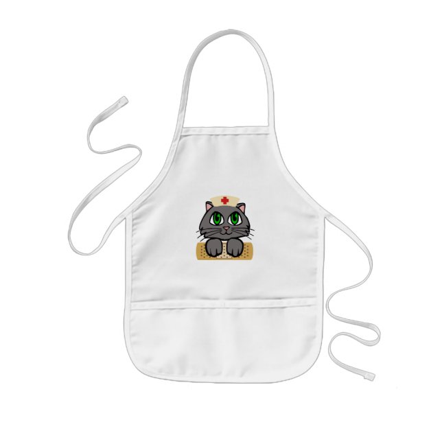 Nurse Kitten (Green Eyes) Kids Apron (Front)