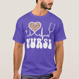 Nurse Leopard Print Heartbeat Nurse Appreciation G T-Shirt