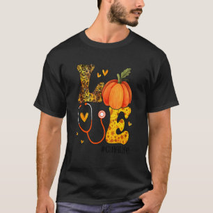 Nurse Leopard Pumpkin Thanksgiving Love CMA Nurse  T-Shirt