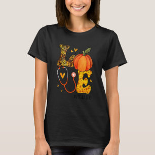 Nurse Leopard Pumpkin Thanksgiving Love PICU Nurse T-Shirt
