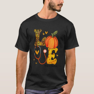 Nurse Leopard Pumpkin Thanksgiving Love Practical  T-Shirt
