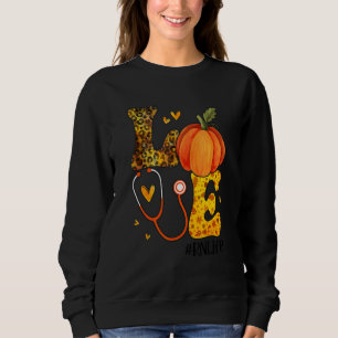Nurse Leopard Pumpkin Thanksgiving Love RN Nurse L Sweatshirt