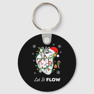 Nurse Let It Flow Anatomy Heart Cardiac Christmas Key Ring