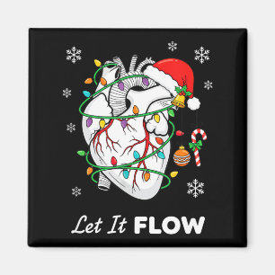 Nurse Let It Flow Anatomy Heart Cardiac Christmas  Magnet