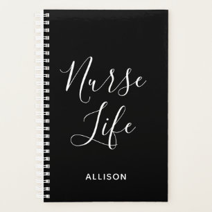 Nurse Life Black and White Stylish Personalised Planner