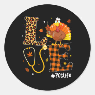 Nurse Life Fall Pct Nurse Leopard Plaid Thanksgivi Classic Round Sticker