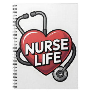 "Nurse Life" Graphic Design with Heart Notebook