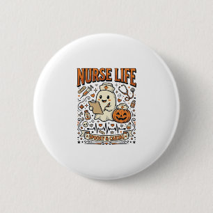 Nurse Life Halloween Ghost Pumpkin Vintage Shirt D 6 Cm Round Badge