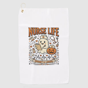 Nurse Life Halloween Ghost Pumpkin Vintage Shirt D Golf Towel