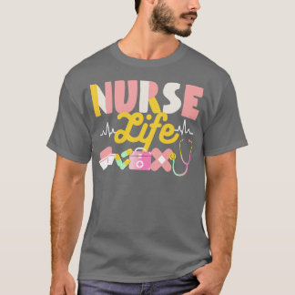 Nurse Life Heart Shape Nursing Week RN LPN CNA Hea T-Shirt