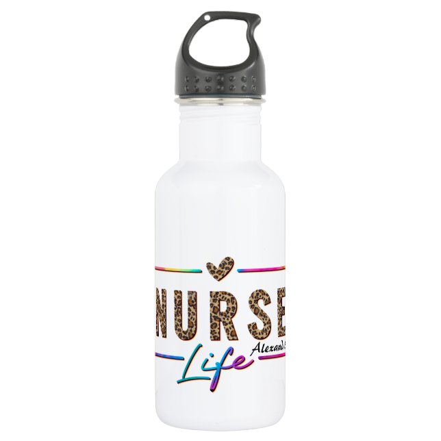 "Nurse Life" in Elegant Rainbow Colours 532 Ml Water Bottle (Front)
