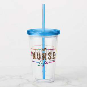 "Nurse Life" in Elegant Rainbow Colours Acrylic Tumbler
