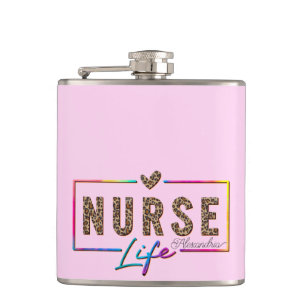 "Nurse Life" in Elegant Rainbow Colours Hip Flask