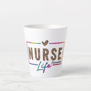 "Nurse Life" in Elegant Rainbow Colours Latte Mug
