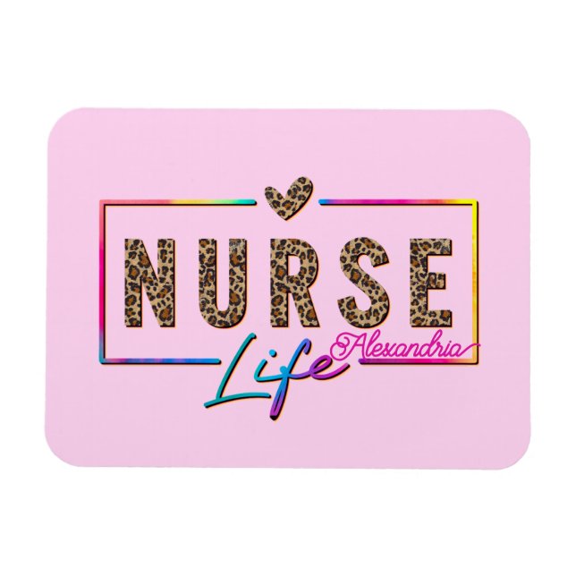 "Nurse Life" in Elegant Rainbow Colours Magnet (Horizontal)