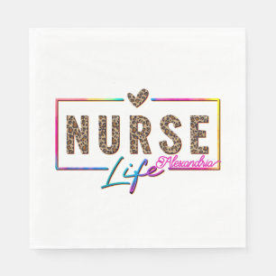 "Nurse Life" in Elegant Rainbow Colours Napkin