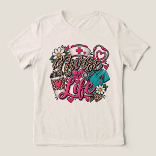 Nurse Life Leopard Print Stethoscope Heart Tri-Blend Shirt
