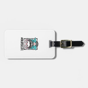 Nurse Life Messy Bun Rainbow Bow Vector Design_1 Luggage Tag