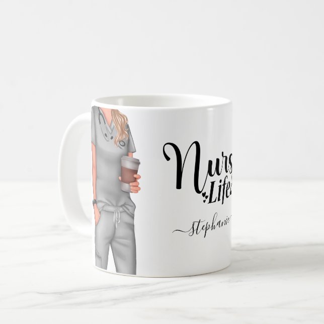Nurse Life Personalised Coffee Mug (Front Left)