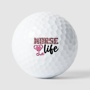 Nurse Life  - Pink and Leopard Print (2) Golf Balls