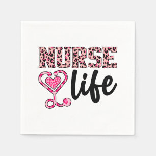 Nurse Life - Pink and Leopard Print (2) Napkin