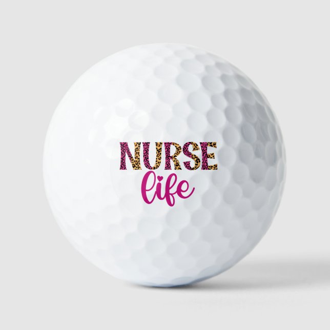 Nurse Life  - Pink and Leopard Print Golf Balls (Front)