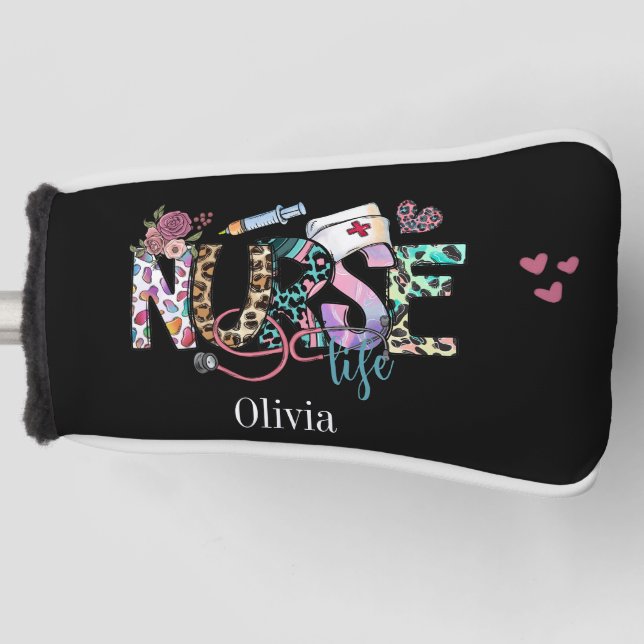 Nurse Life Retro Typography  Golf Head Cover (Front)