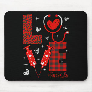 Nurse Life Rn Lpn Cna Healthcare Cheetah Heart Leo Mouse Pad