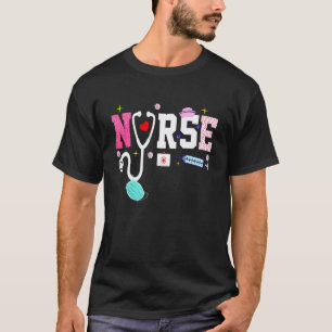 Nurse Life Rn Lpn Cna Healthcare Cheetah Heart Leo T-Shirt