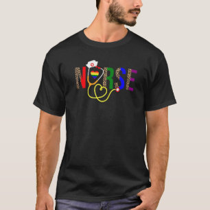 Nurse Life Rn Lpn Cna Healthcare Cheetah Heart Lgb T-Shirt