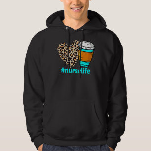 Nurse Life Rn Lpn Cna Healthcare Heart Leopard Cof Hoodie
