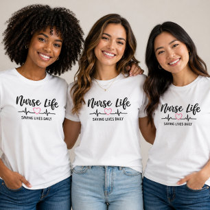Nurse Life Saving Lives Daily Graphic  T-Shirt