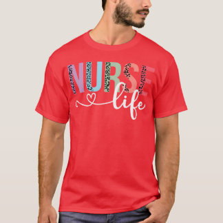 Nurse Life Split Leopard Font girl T-Shirt