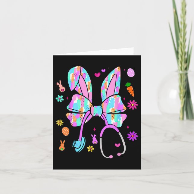 Nurse Life Stethoscope Coquette Bow Cute Easter Bu Card (Front)